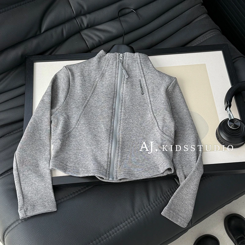 现货【lulu女孩】阿卷秋装女童韩版休闲风纯色拉链外套MPG6699