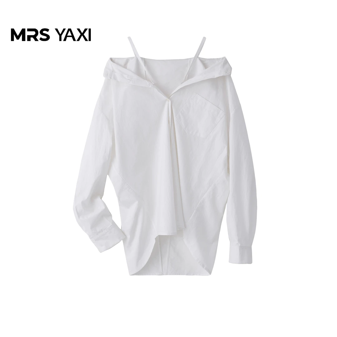 Mrsyaxi字母衬衫纯色长袖质感白衬衫YX5071413