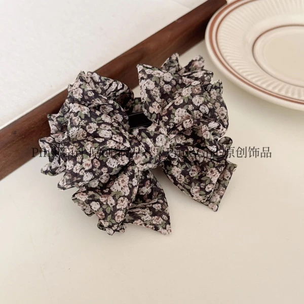 Pink Girl  W659新款时尚碎花多层蝴蝶结丸子夹百搭发夹发饰