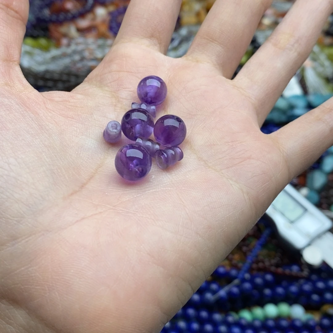 玛瑙/玉髓合金珠宝半成品四套纯天然紫水晶三通 9mm