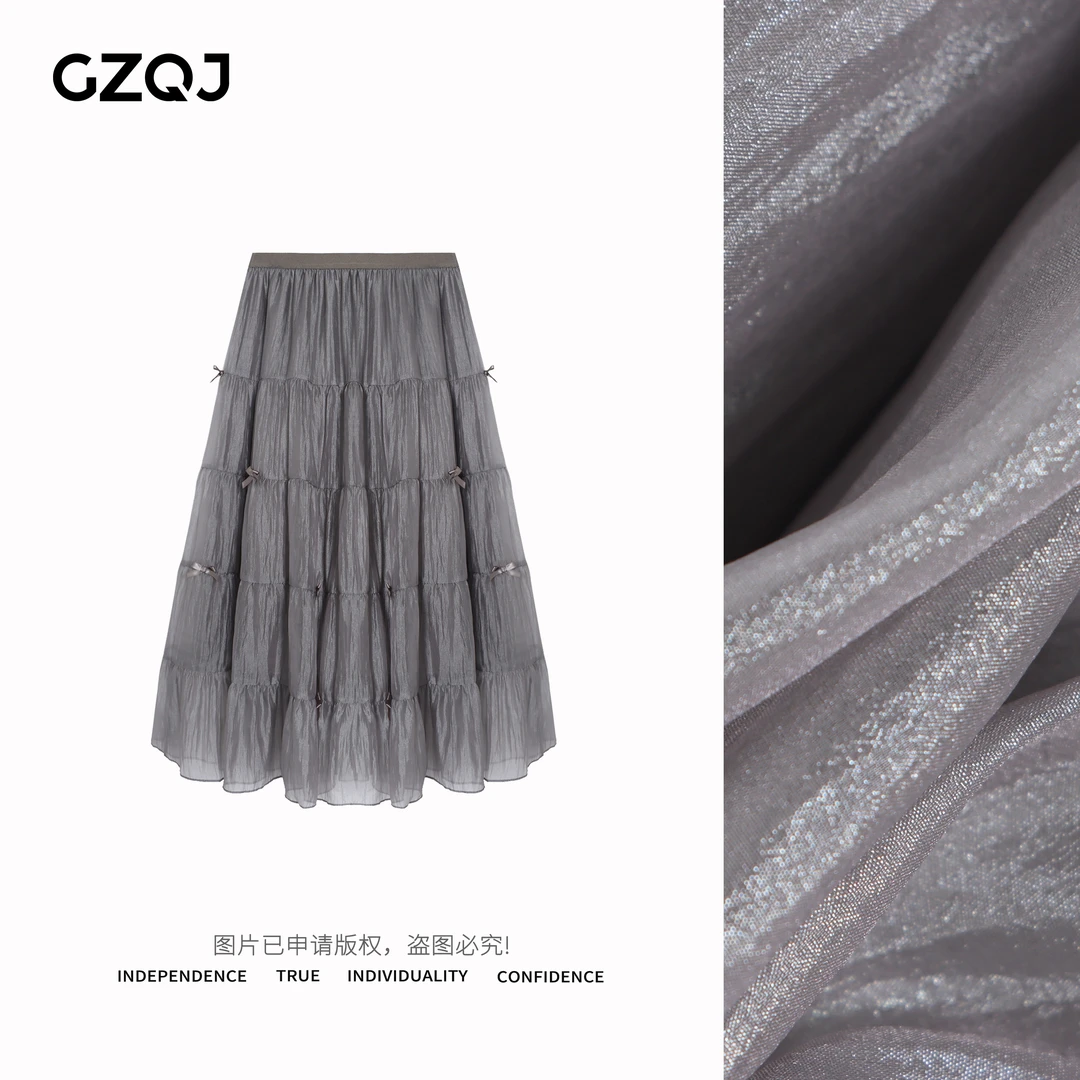 老琴私服【蝴蝶结裙】欧若风松紧腰高腰显瘦纱裙半身裙女春夏6563