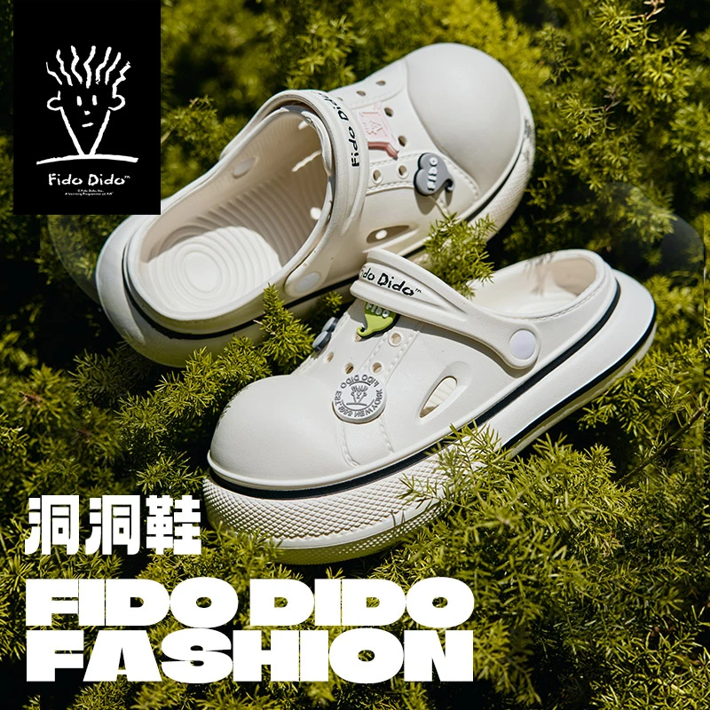 FIDO DIDO 2025情侣薄荷曼波夏踩屎感休闲软底防滑增高洞洞鞋4003
