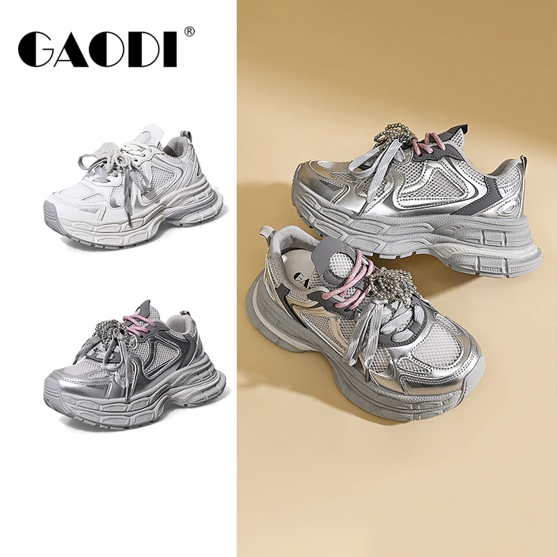 GAODI/高蒂【南珠】新款珍珠厚底老爹鞋透网休闲出游女鞋53517-201