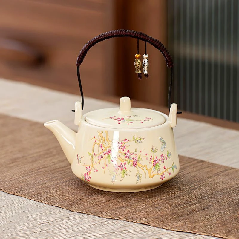 陶瓷茶壶中式国风色釉瓷茶壶便携功夫茶具茶水分离壶一壶两杯