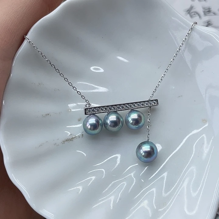 海水珍珠银S925镶嵌项链
