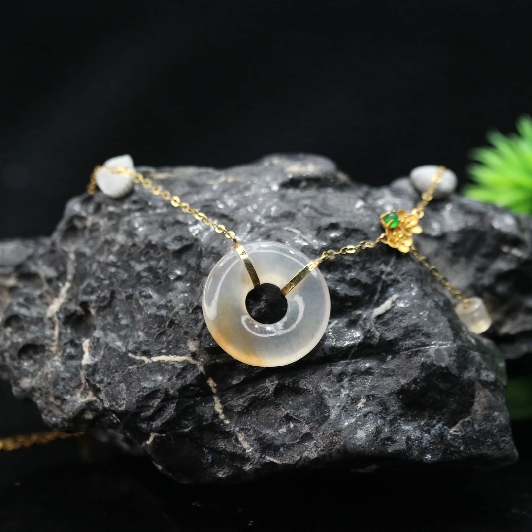 26天然缅甸翡翠A货18k甜甜圈项链/001105/上海嘉禾拍卖