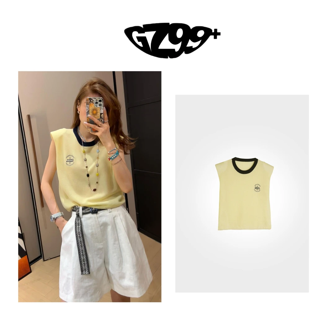 九儿 姿意出色 冰凉 透气 夏季时尚拼色套头针织衫-T6843