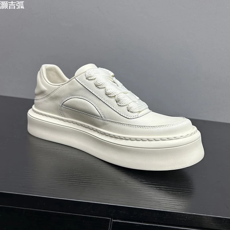 秋冬时尚休闲鞋子男潮鞋厚底轻便运动休闲鞋百搭小白鞋男板鞋白色