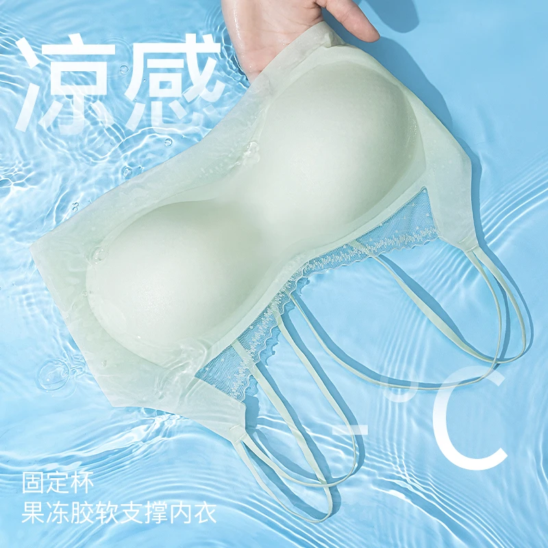 夏季薄款大胸显小胸聚拢凉感无钢圈文胸内衣女细肩带无痕不勒轻薄