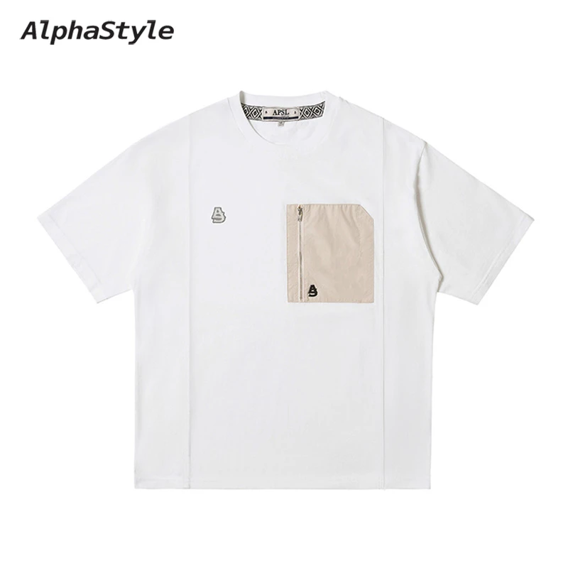APSL设计师夏季拉链口袋新款短袖休闲情侣款圆领百搭T恤宽松2