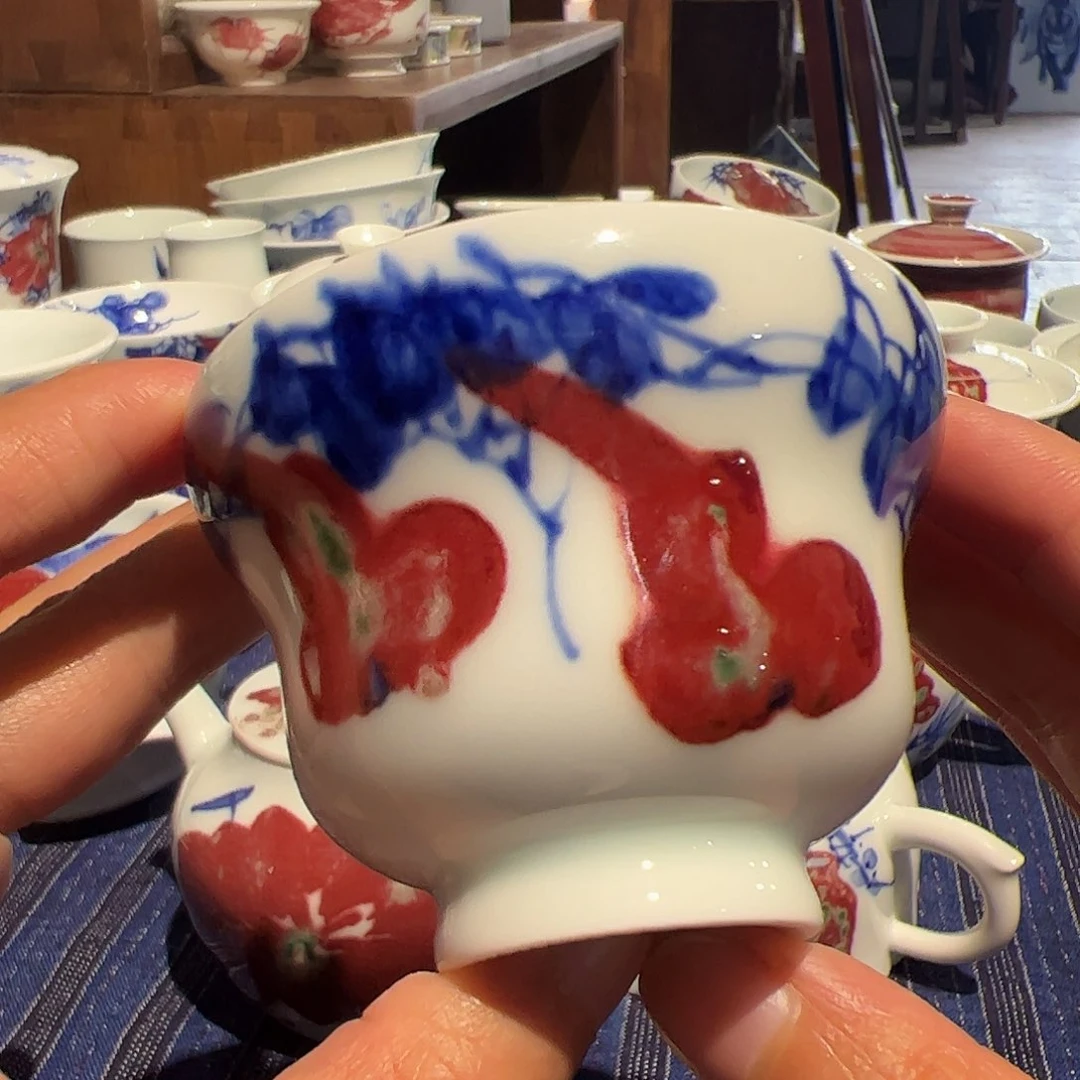 摆件原矿青花釉里红瓷器