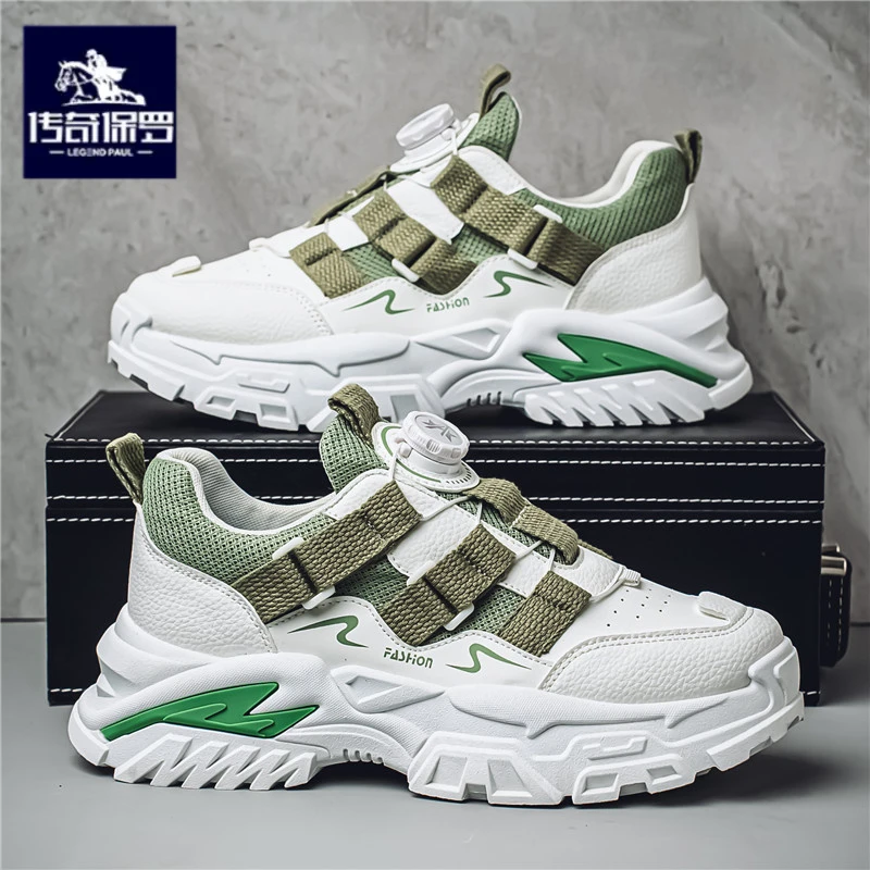 传奇保罗正版男鞋冬季爆款皮面跑步运动鞋青少年老爹鞋休闲小白鞋