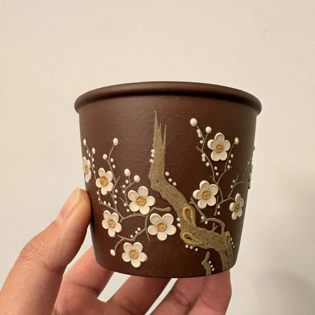 紫砂茶周边 直筒梅花杯