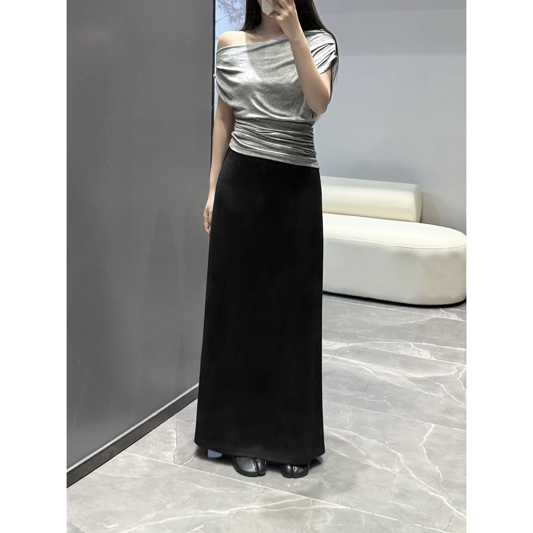 显瘦搭配神器 宽松长款铜氨丝半身裙