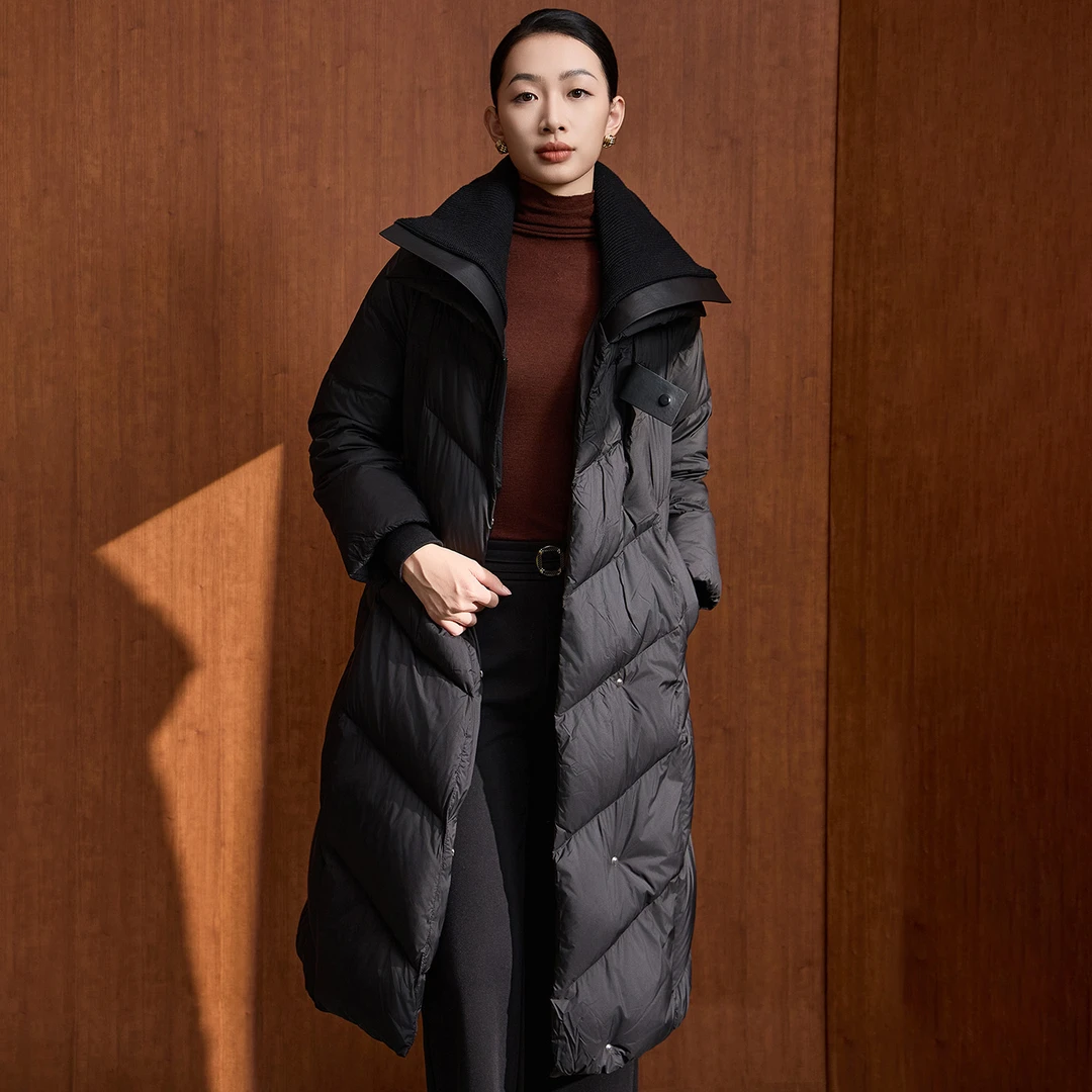 【福利专属】中长款鸭绒女黑色保暖羽绒服VHA276DCH0