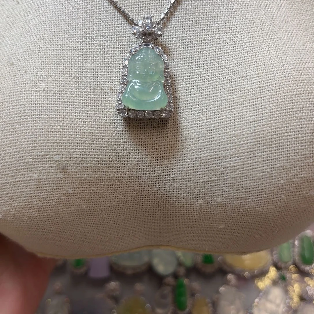 翡翠银S925镶嵌吊坠(不含链)