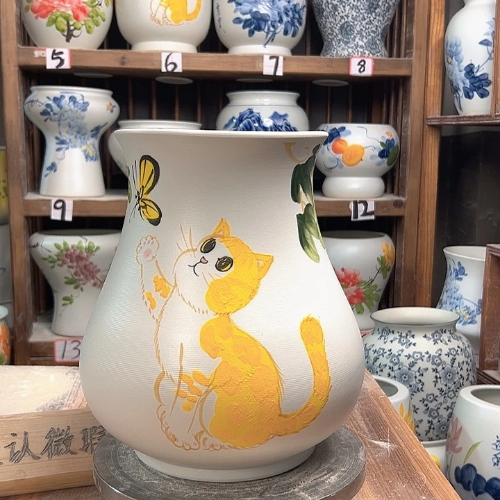 陶鱼尾高27招财猫陶瓷