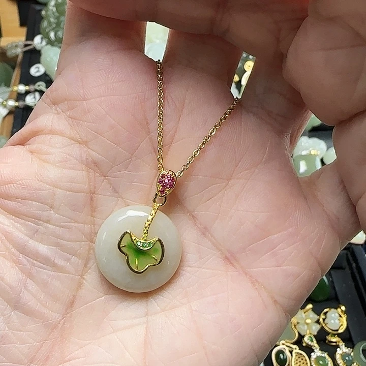 颈饰银S925镶嵌和田玉