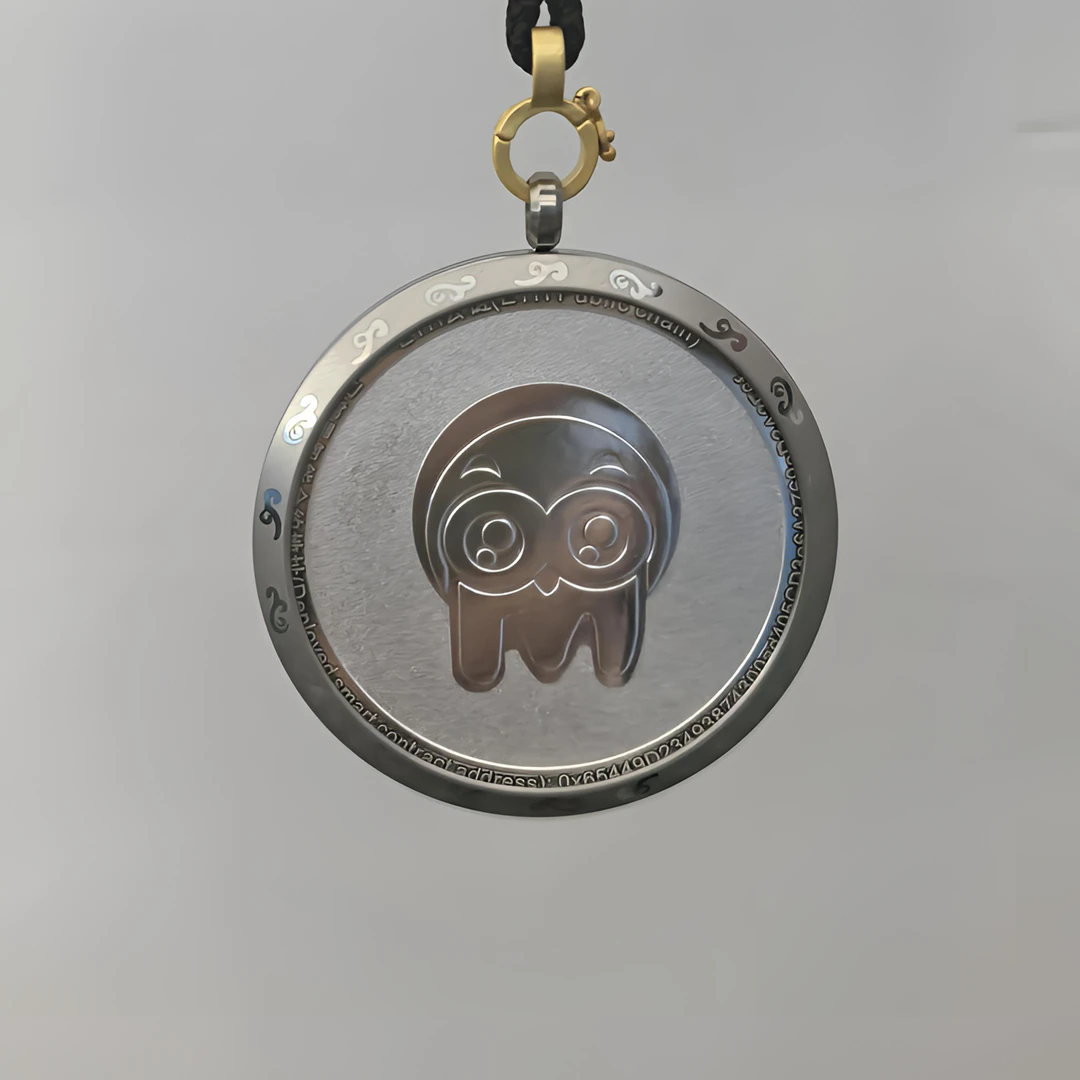 钛钢玻璃吊坠 直梦祥云白色直梦币吊坠坠链雕刻项链配饰饰品外壳