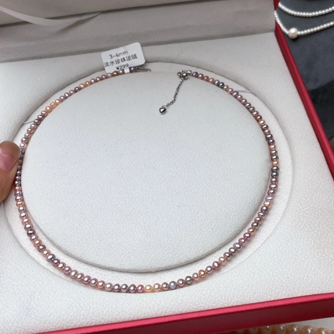 淡水珍珠颈饰银S925镶嵌3-4