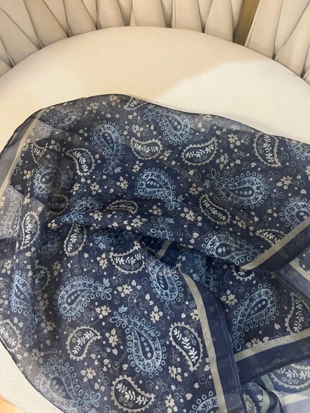 【意式蓝佩斯利】飘带长条薄款飘带长巾摩登质感长巾飘带