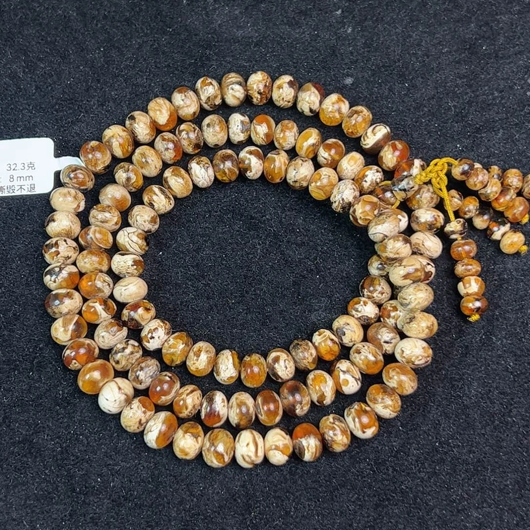 琥珀未镶嵌手链8m顶配瓷白溶洞天花板