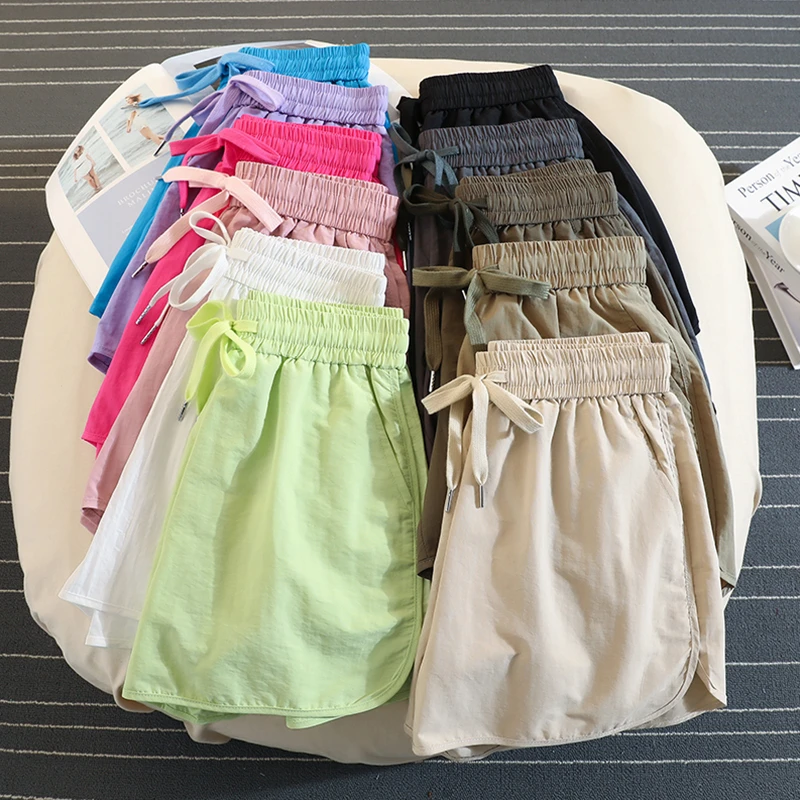 冰丝运动短裤女夏季薄款宽松显瘦高腰外穿休闲瑜伽裤跑步透气热裤