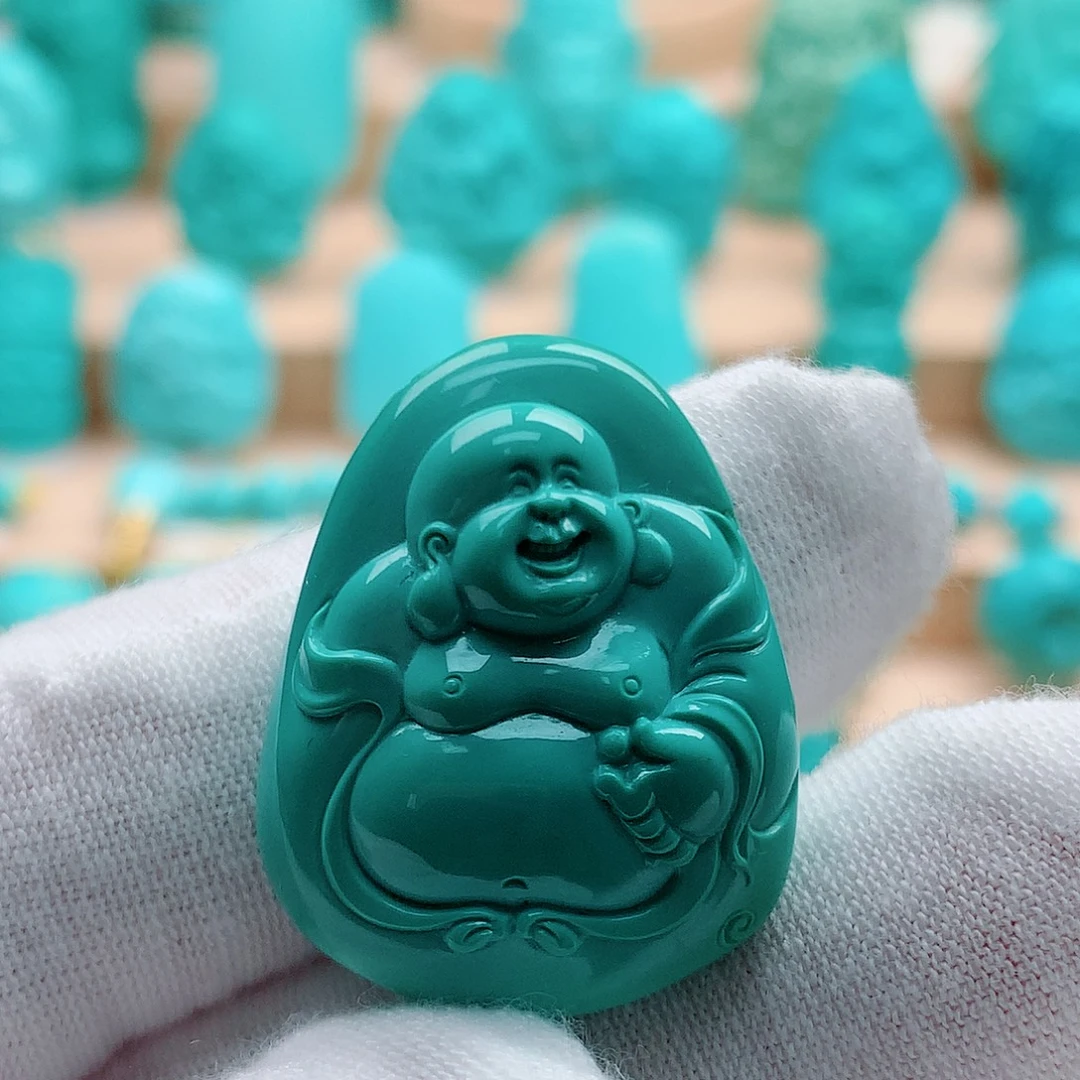 绿松石未镶嵌弥勒佛牌