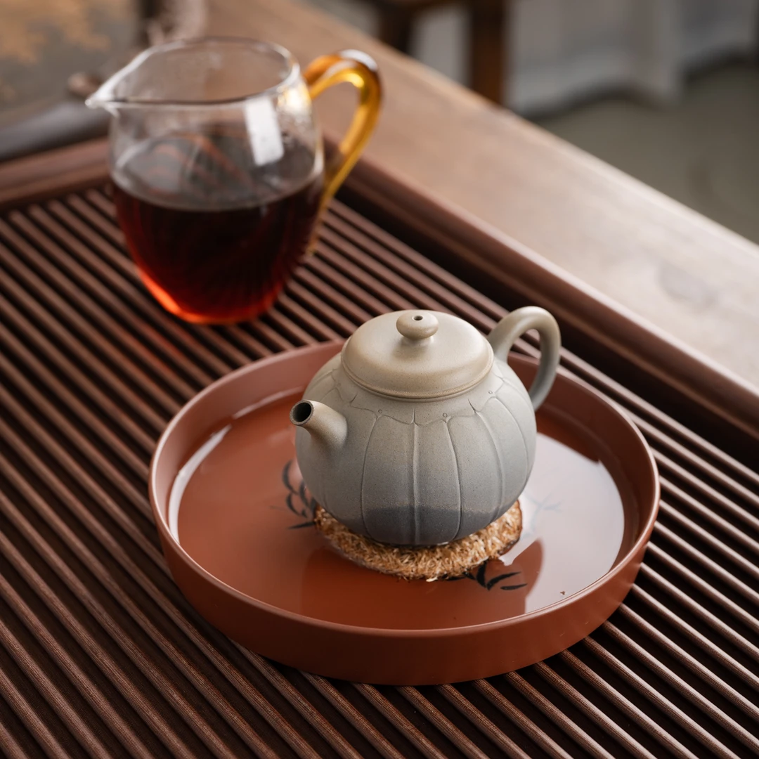 『窑变·宫灯禅荷』坭兴陶茶壶薄胎特色窑变独特浮雕莲瓣约160c11298