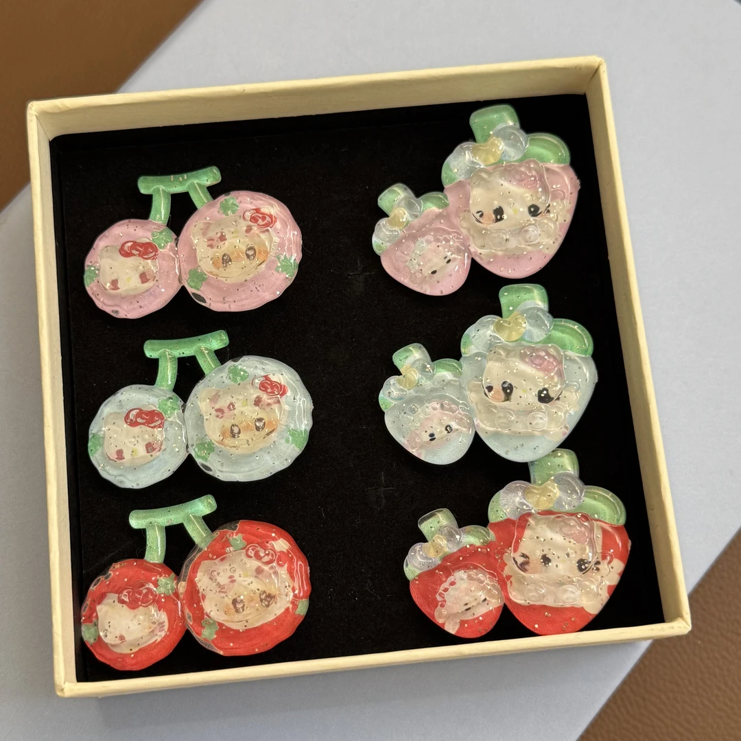 可爱樱桃草莓透明卡通发夹新款可爱水果发夹高颜值百搭发夹发卡