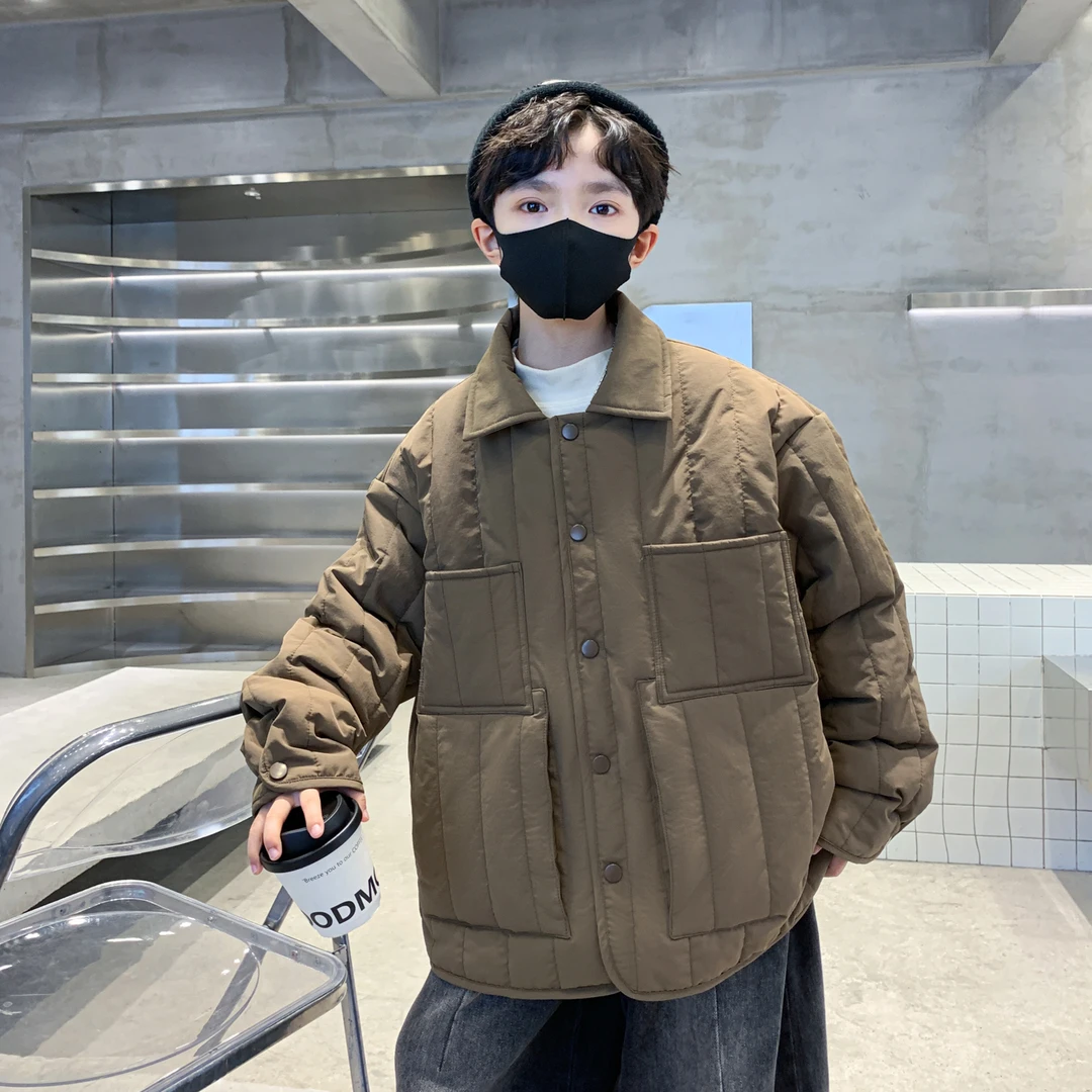 儿童装男童冬装夹棉加厚外套2025新款秋冬款中大童冬季男孩二棉潮