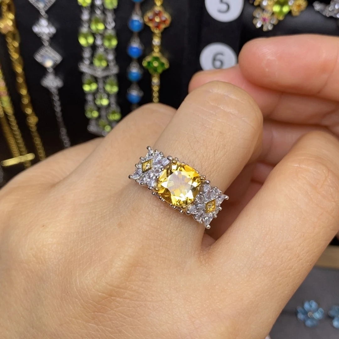 银S925镶嵌戒指黄晶