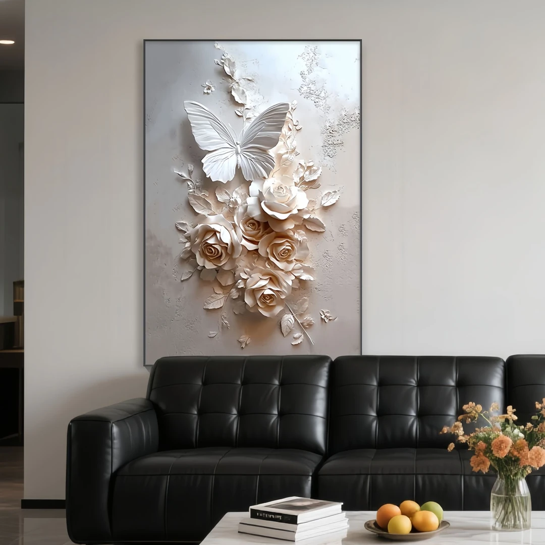 简约现代蝴蝶花卉客厅沙发背景墙装饰画高级感玄关挂画卧室餐厅画