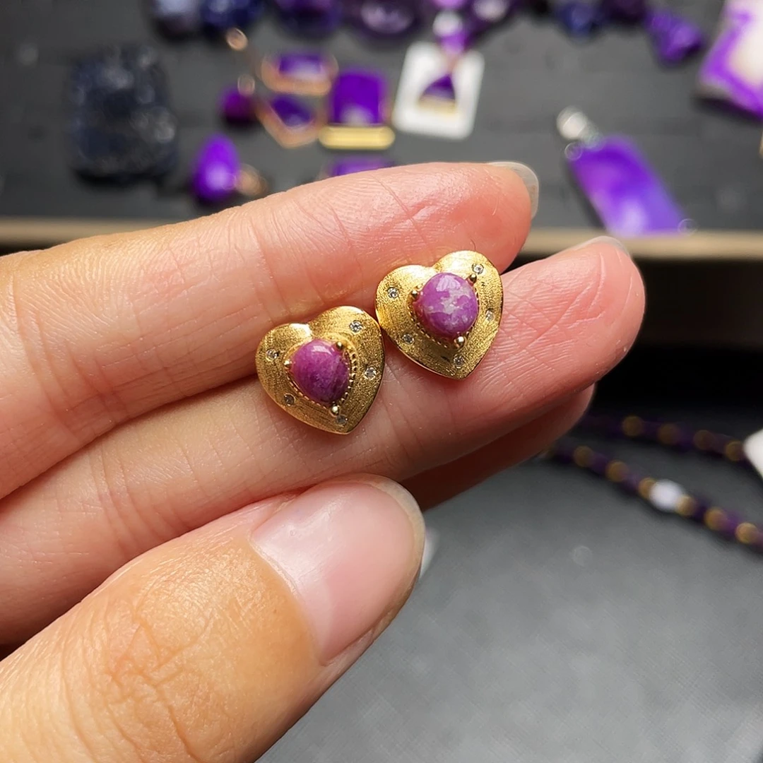 银S925镶嵌苏纪石（舒俱来）耳环