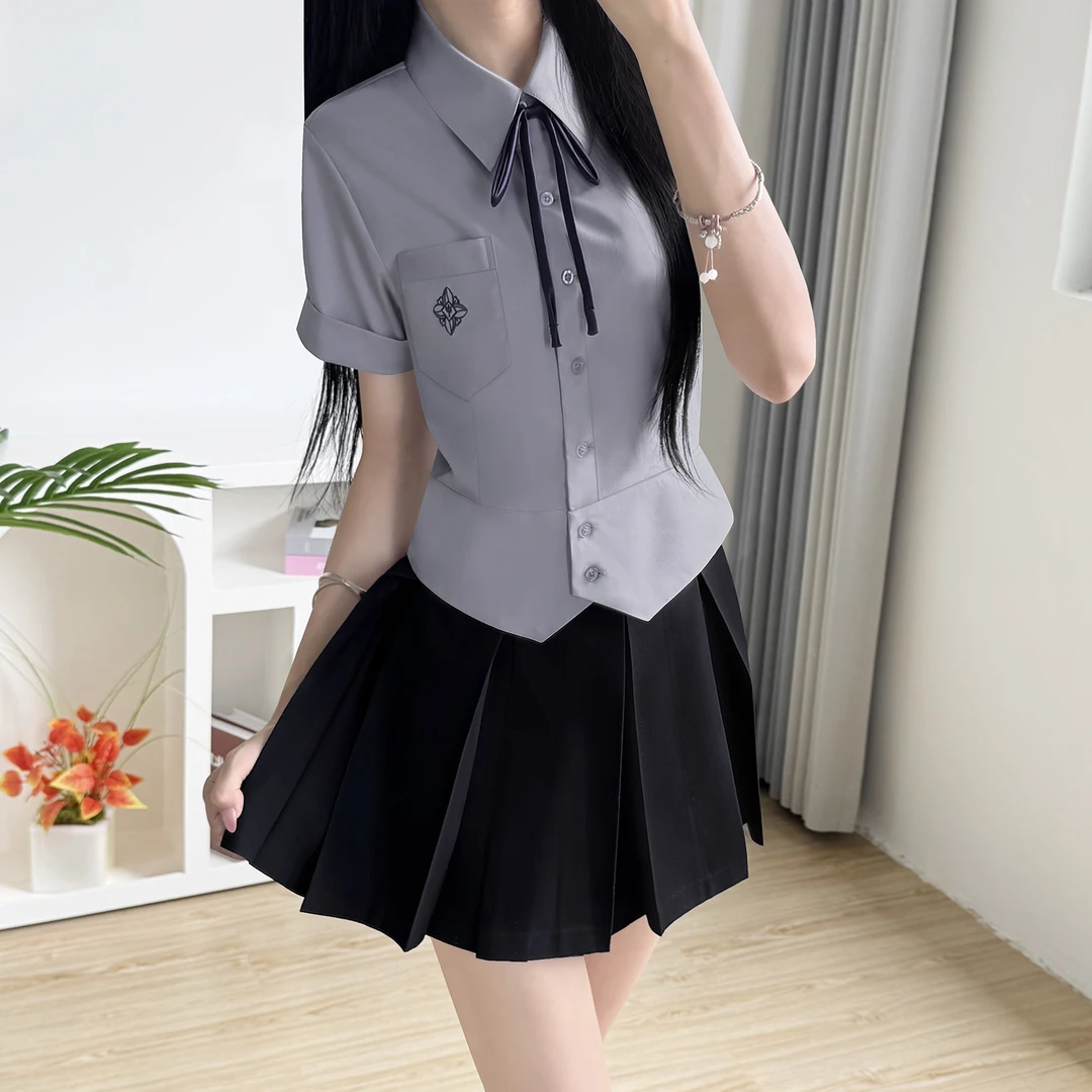 木村叔jk日系原创刺绣收腰衬衫制服女生夏季学院风校供感短袖衬衣