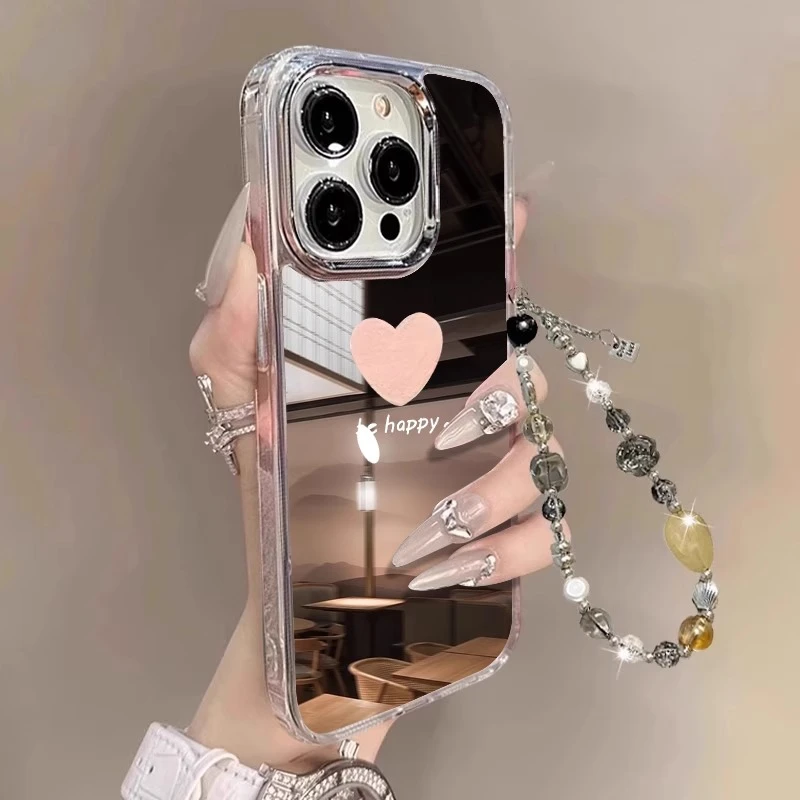 简约爱心适用苹果17promax可爱镜面手机壳iphone16promax女15pro
