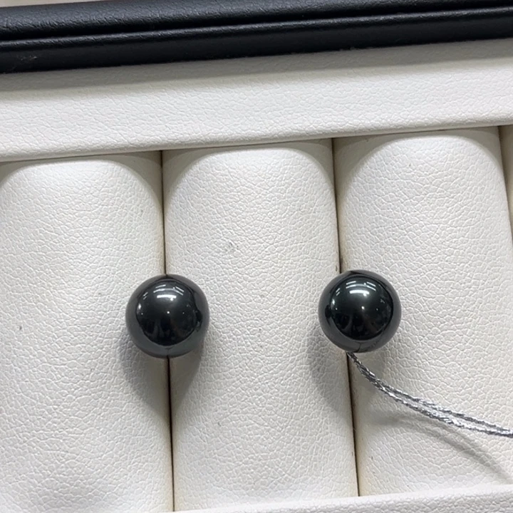 海水珍珠耳饰银S925镶嵌9-10mm 63号