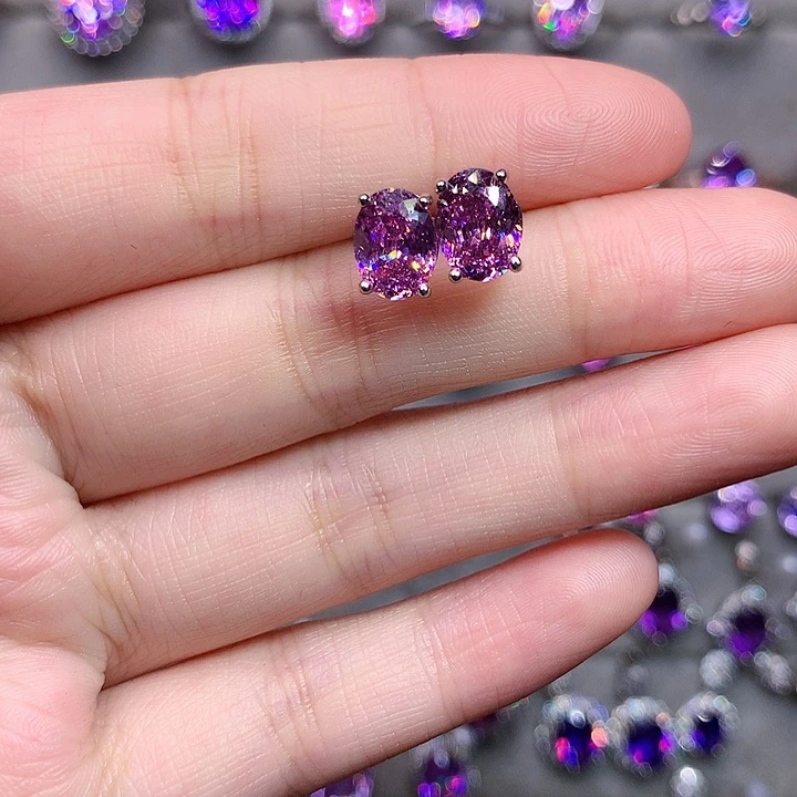 蓝宝石银S925镶嵌耳钉