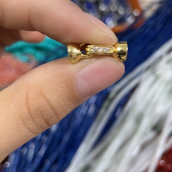 合金玛瑙/玉髓珠宝半成品4个带钻小八字扣