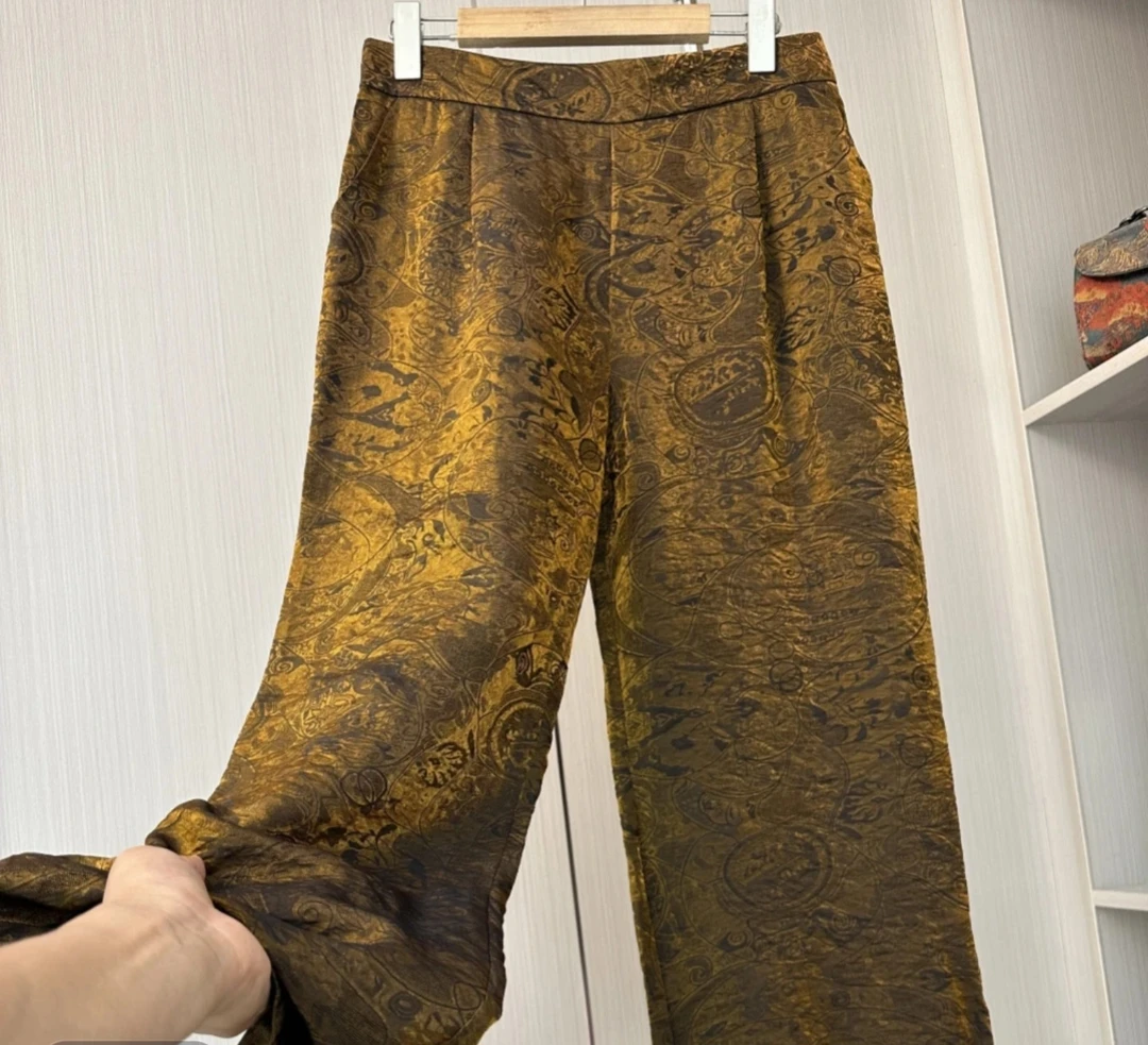 2518桑蚕丝浮光锦休闲裤