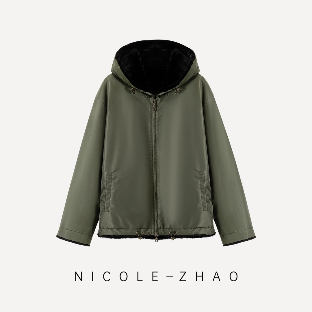 5NWT111【贵姐NICOLE】旅行户外穿搭貂绒皮草两面穿三防外套