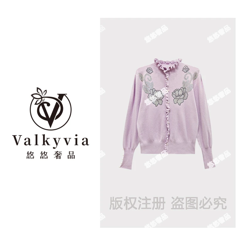 【Valkyvia/悠悠奢品】烫钻花朵舒适时尚毛衣MY1056