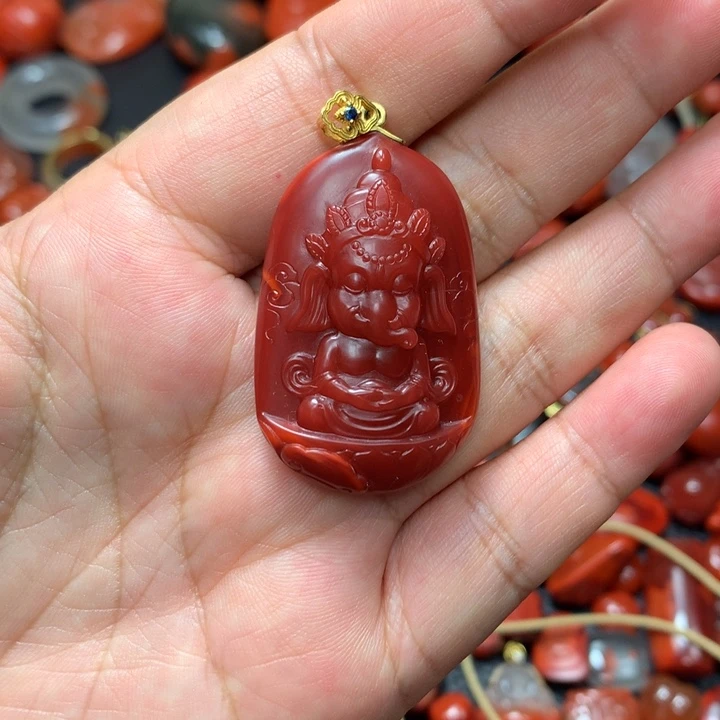 花***杀南红玛瑙18K金镶嵌颈饰