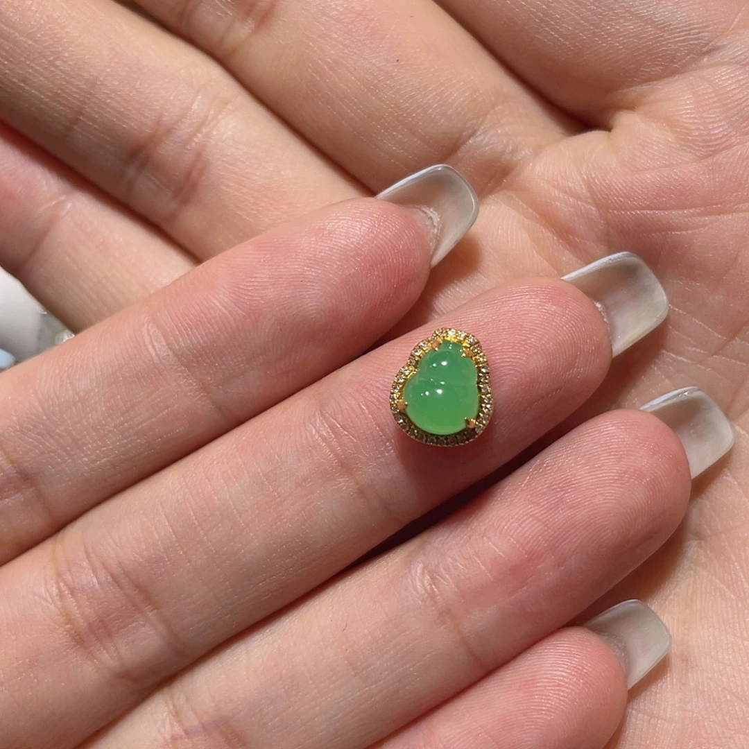 吊坠(不含链)18K金镶嵌翡翠
