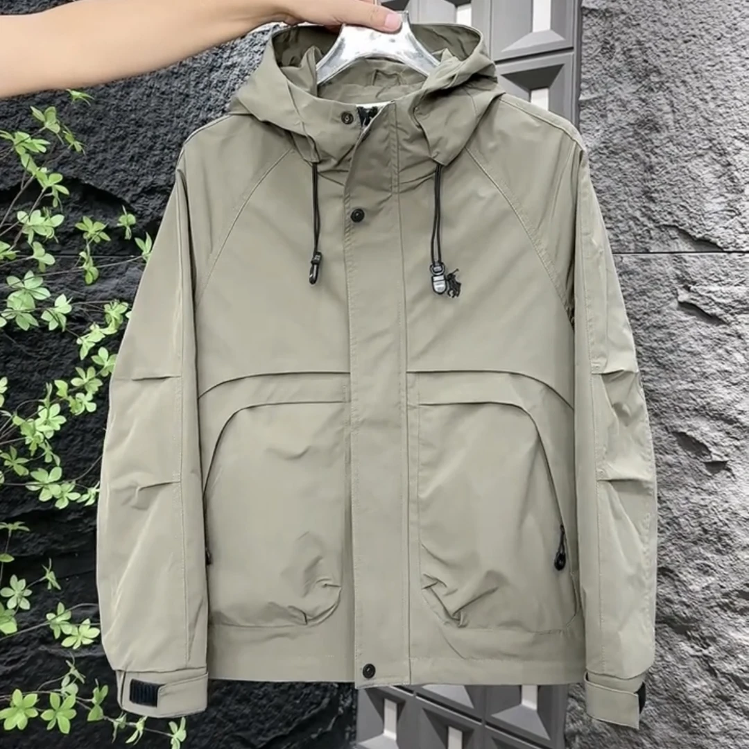 秋季新款连帽夹克冲锋衣男款高级感时尚百搭户外防风运动休闲外套