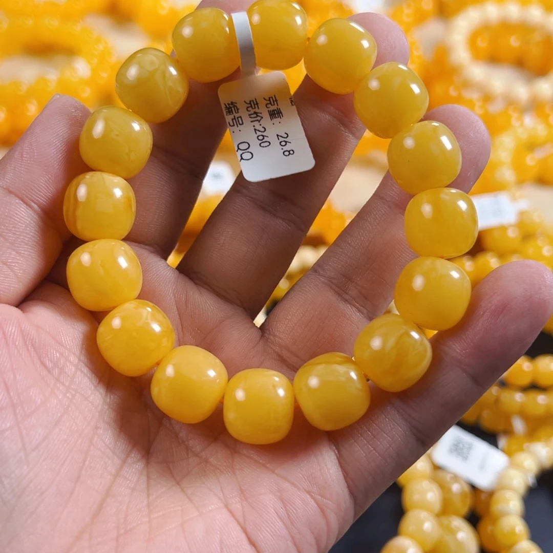 琥珀未镶嵌手串13 m扬技甘露克重26.8QQ