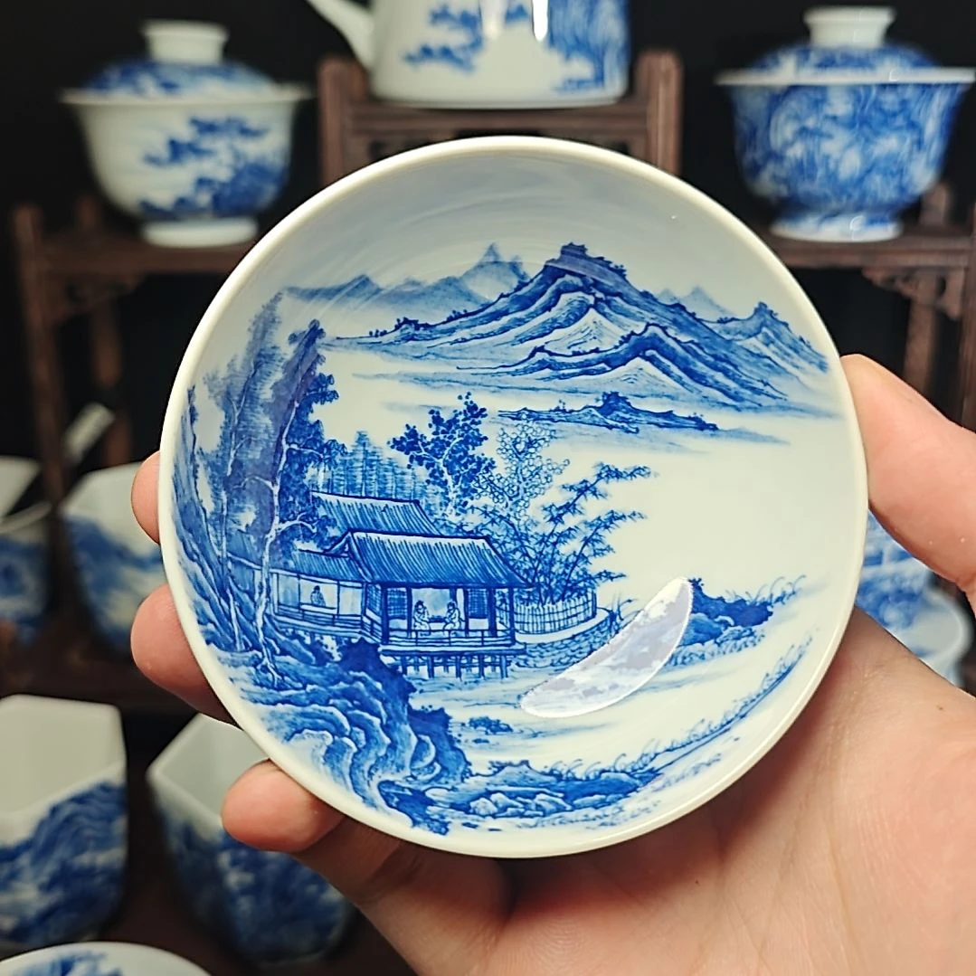 (***l摆件青花山水主人杯
