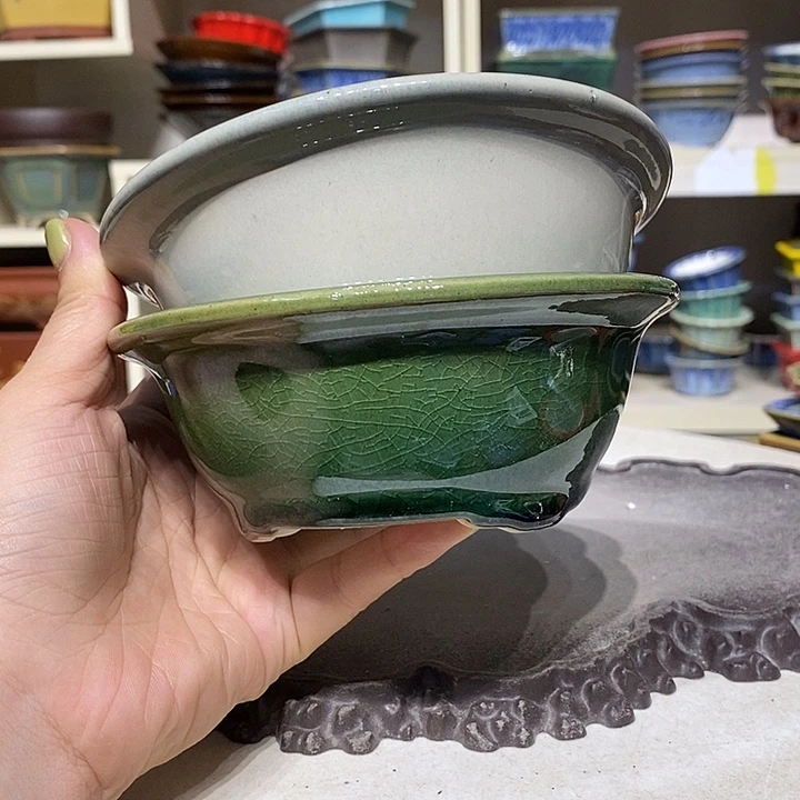 紫砂花盆瑕疵5-14。。（2个）