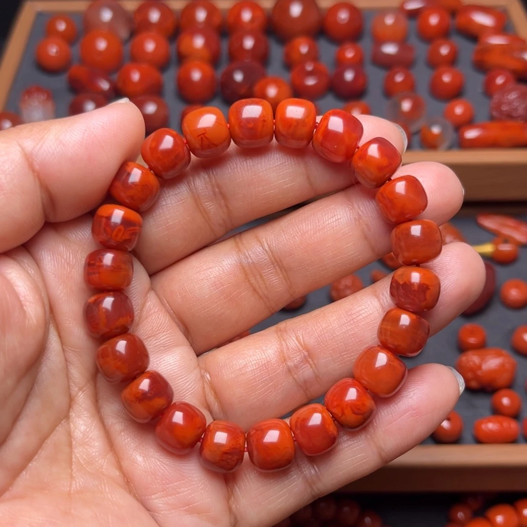 南红玛瑙配饰未镶嵌火焰纹手串卡9.7mm