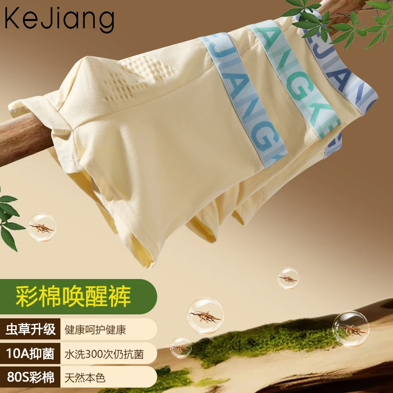 科将【虫草养护】纯棉天然彩棉新疆棉男士内裤男款10A抑菌四角男生